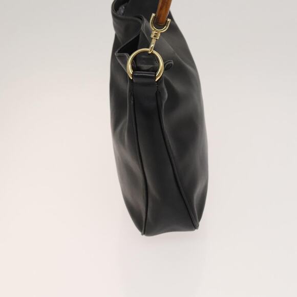 GUCCI Bamboo Hand Bag Leather Black Gold 001 1638 001 1638 - Picture 4 of 16